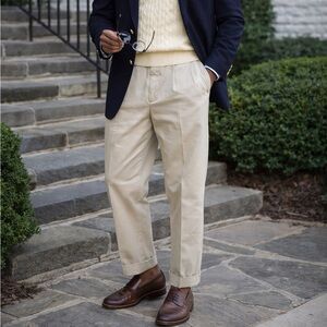 Polo Ralph Lauren Hammond Pant Mens 36x32 Pleated Classic Cuffed Cotton Dadcore